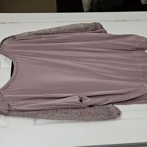 Super Soft Dusty Lavender Lace Sleeve Top
